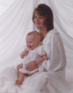 My daughter's first mom. Our daughter will wear her pearls in her senior class photo and on graduation day.
