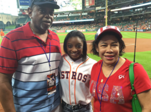 Simone Biles with her parents, Ron and Nellie Biles.